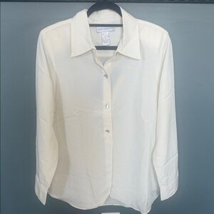 Susan Graver Ivory Long Sleeve Blouse